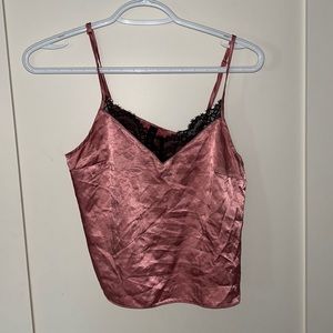 Silky Lingerie lace pink top